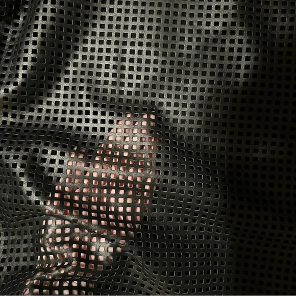 Nordstrom Trouve Black Perforated Cut Out Leather Top Medium - Picture 3 of 4